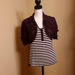 Striped sweater with sheer sleeves by Once Again